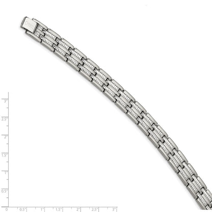 Stainless Steel Chisel Brushed Polished And Textured 8.75 Inch Link Bracelet