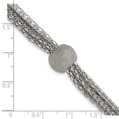 7.5 Inch Stainless Steel Polished Multistrand Laser Cut Bead Bracelet