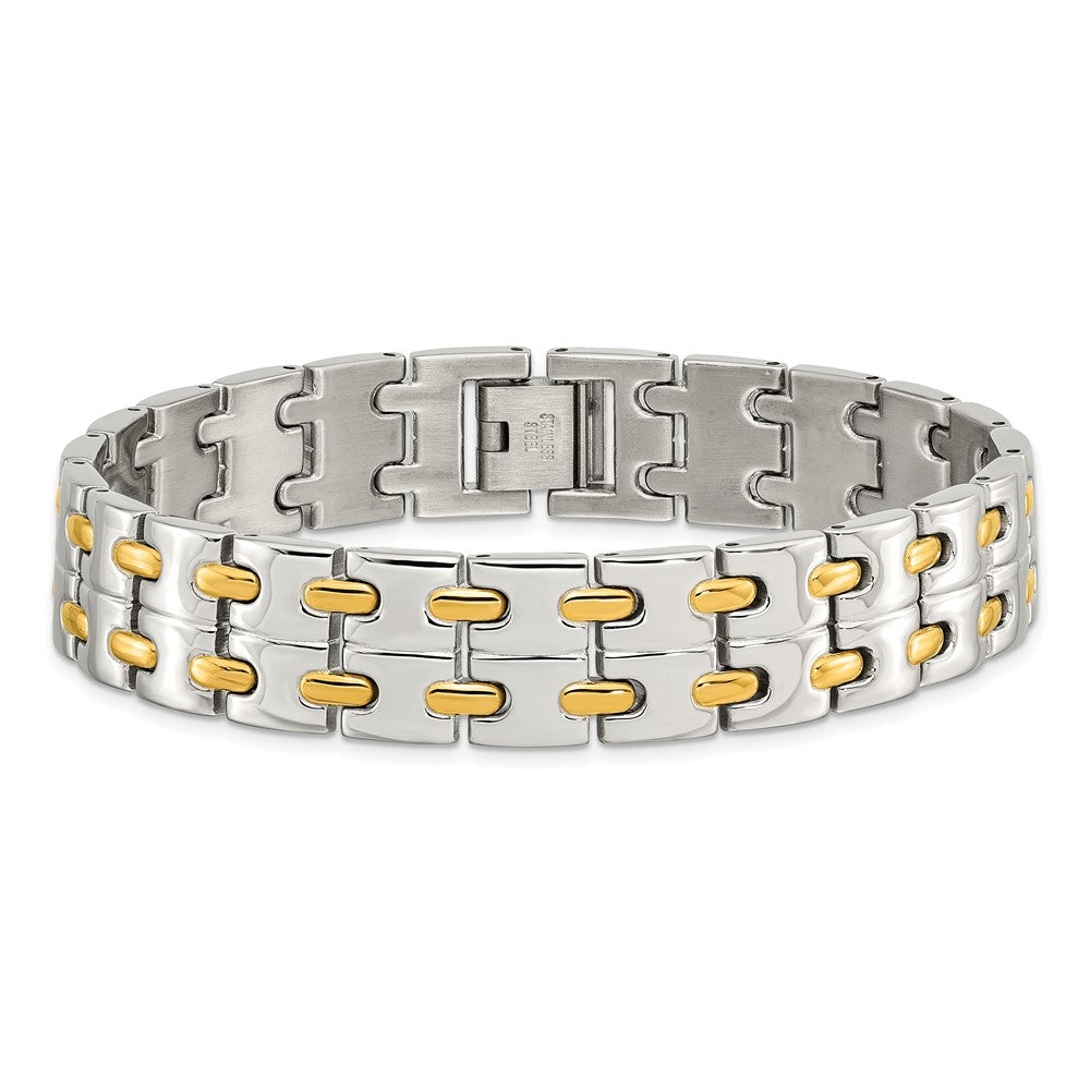 8.75 Inch Chisel Stainless Steel Polished Yellow Ip-Plated 8.5 Link Bracelet