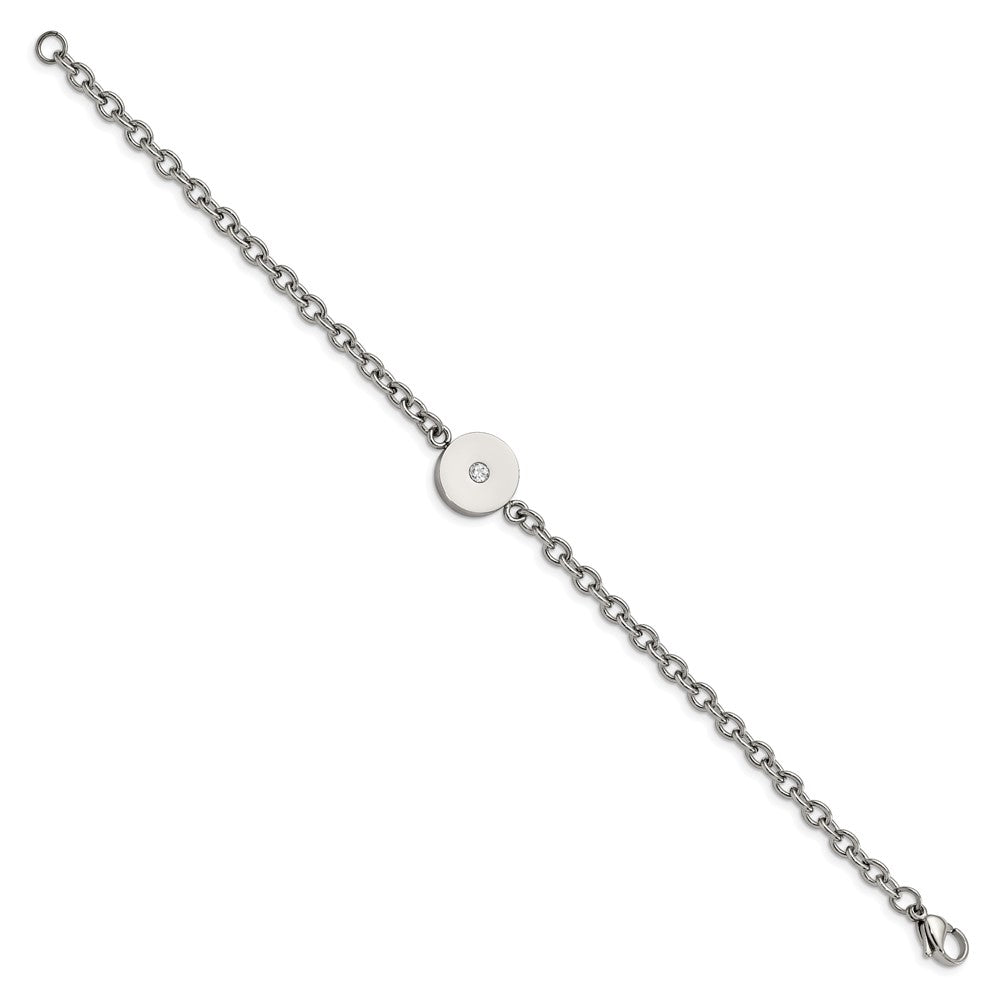 7.75 Inch Stainless Steel Polished W/Cz 7.75In Bracelet