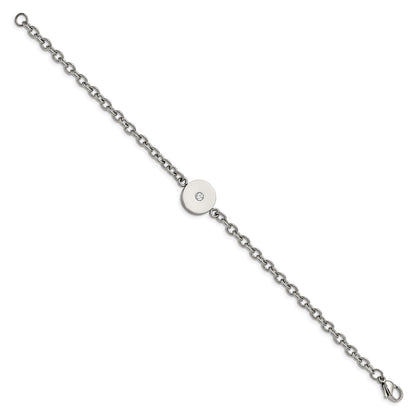7.75 Inch Stainless Steel Polished W/Cz 7.75In Bracelet