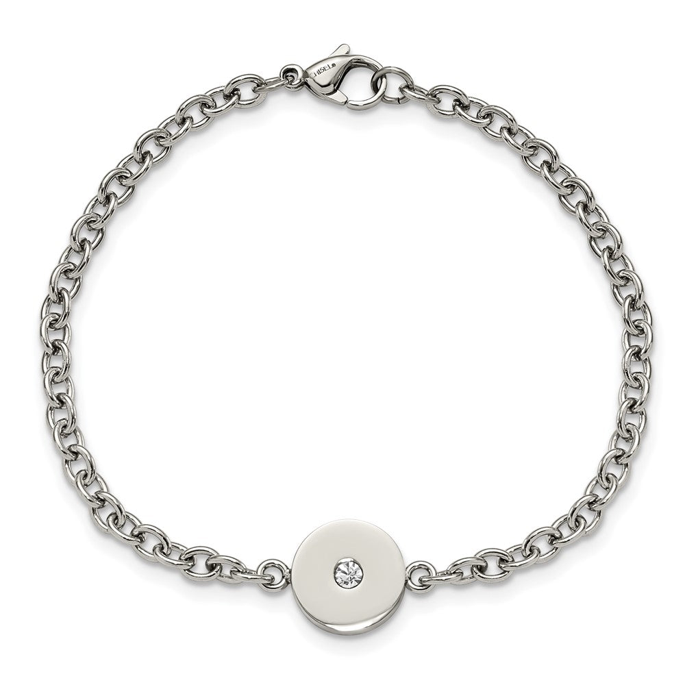 7.75 Inch Stainless Steel Polished W/Cz 7.75In Bracelet