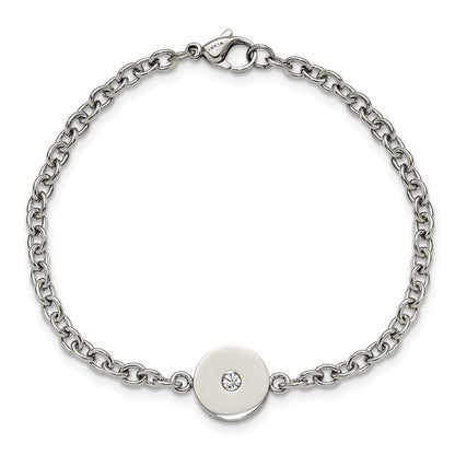 7.75 Inch Stainless Steel Polished W/Cz 7.75In Bracelet