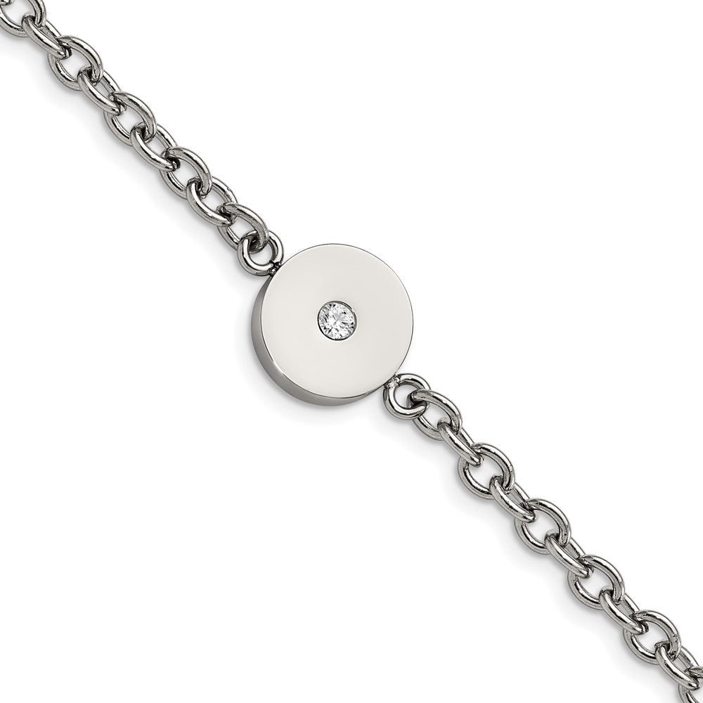 7.75 Inch Stainless Steel Polished W/Cz 7.75In Bracelet