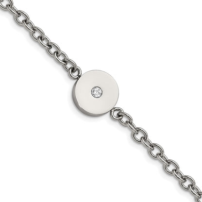 7.75 Inch Stainless Steel Polished W/Cz 7.75In Bracelet
