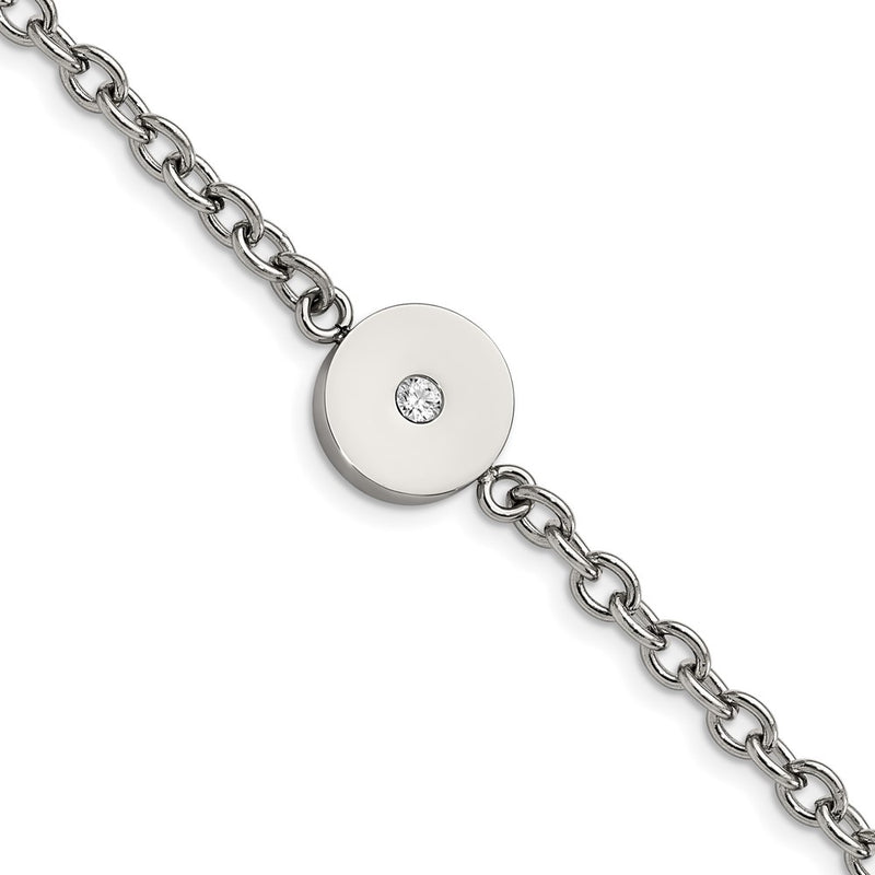 7.75 Inch Stainless Steel Polished W/Cz 7.75In Bracelet