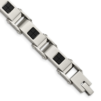 8.5 Inch Stainless Steel Polished Black Ip-Plated 8.5In Bracelet