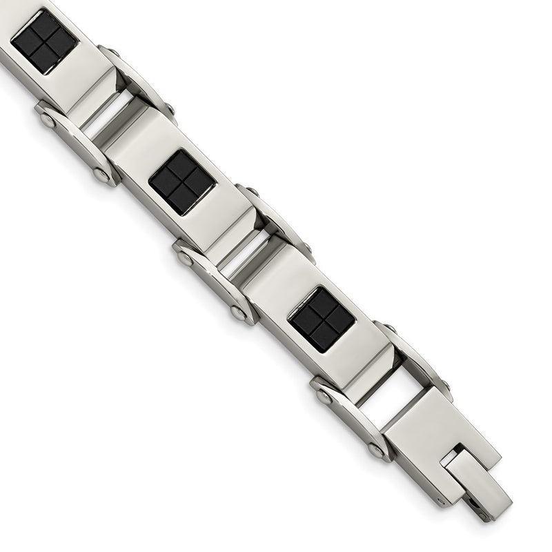 8.5 Inch Stainless Steel Polished Black Ip-Plated 8.5In Bracelet