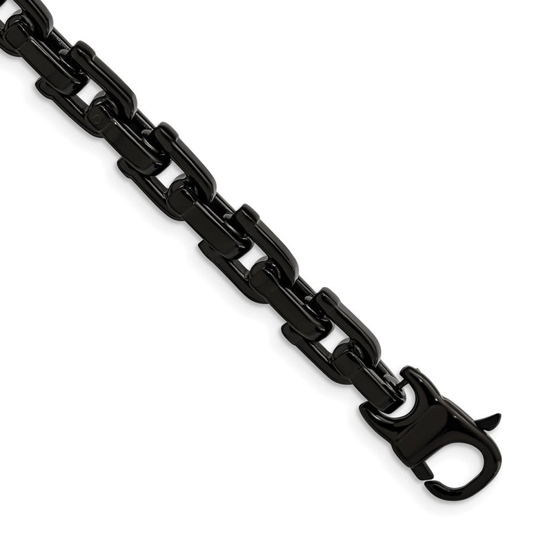 Stainless Steel Chisel Polished Black Ip-Plated 8.5 Inch Fancy Link Bracelet