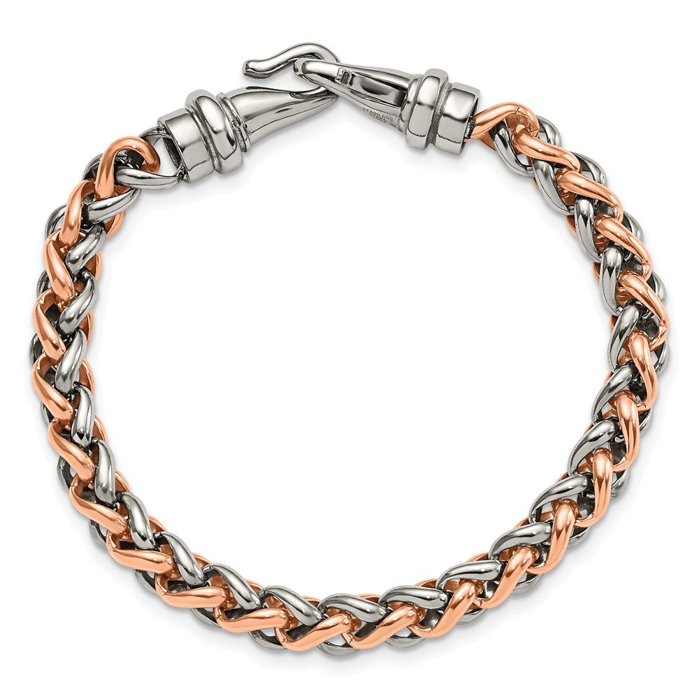 Stainless Steel Chisel Polished Rose Ip-Plated 8.5 Inch Bracelet