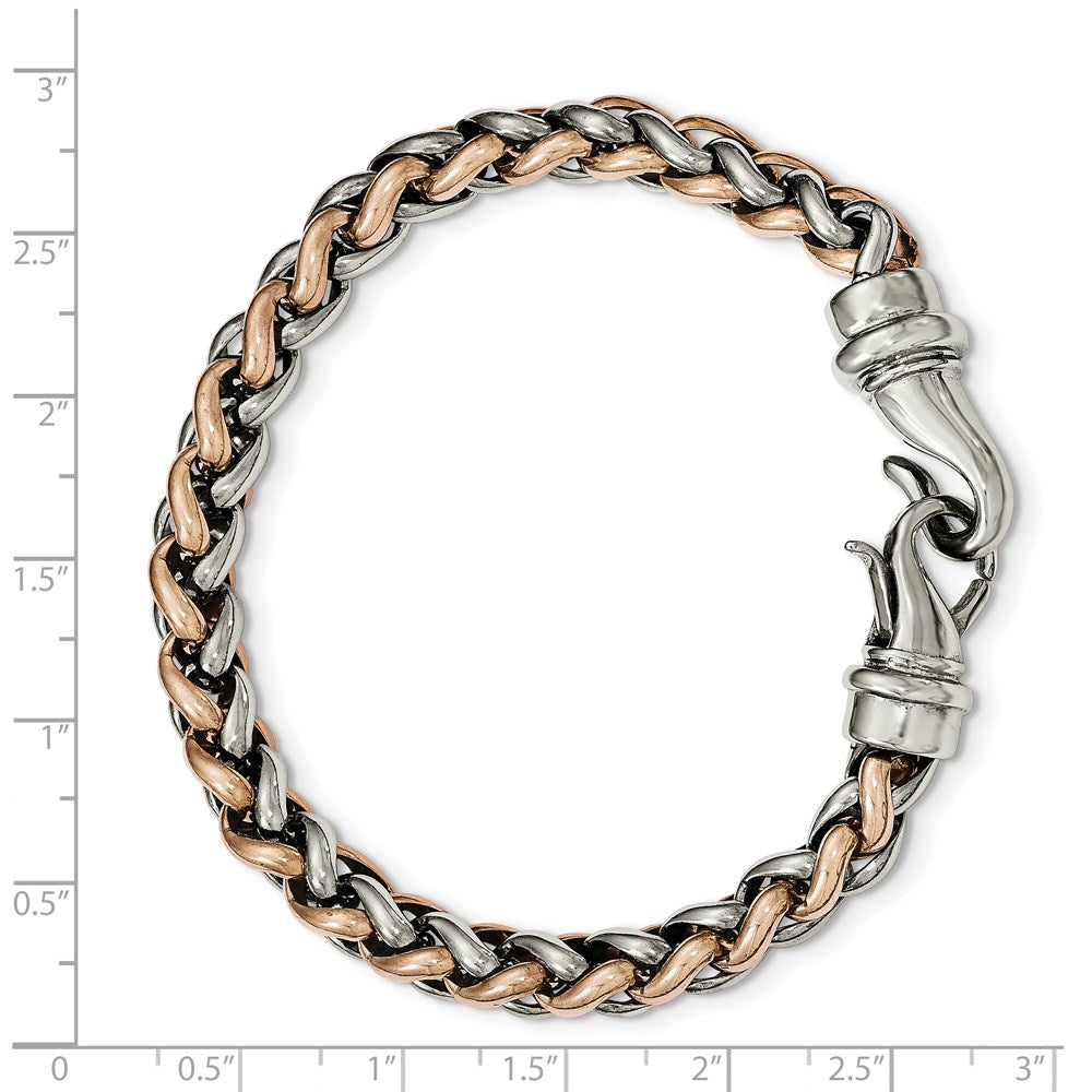 Stainless Steel Chisel Polished Rose Ip-Plated 8.5 Inch Bracelet