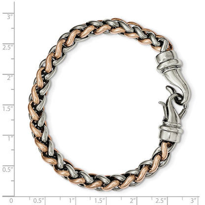 Stainless Steel Chisel Polished Rose Ip-Plated 8.5 Inch Bracelet