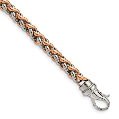 Stainless Steel Chisel Polished Rose Ip-Plated 8.5 Inch Bracelet