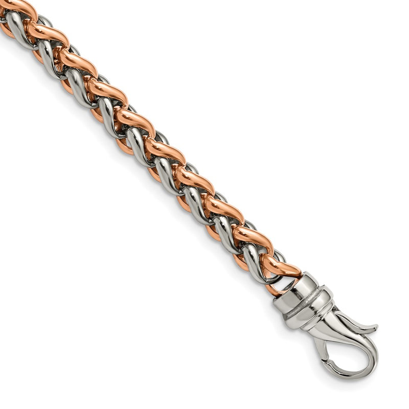 Stainless Steel Chisel Polished Rose Ip-Plated 8.5 Inch Bracelet