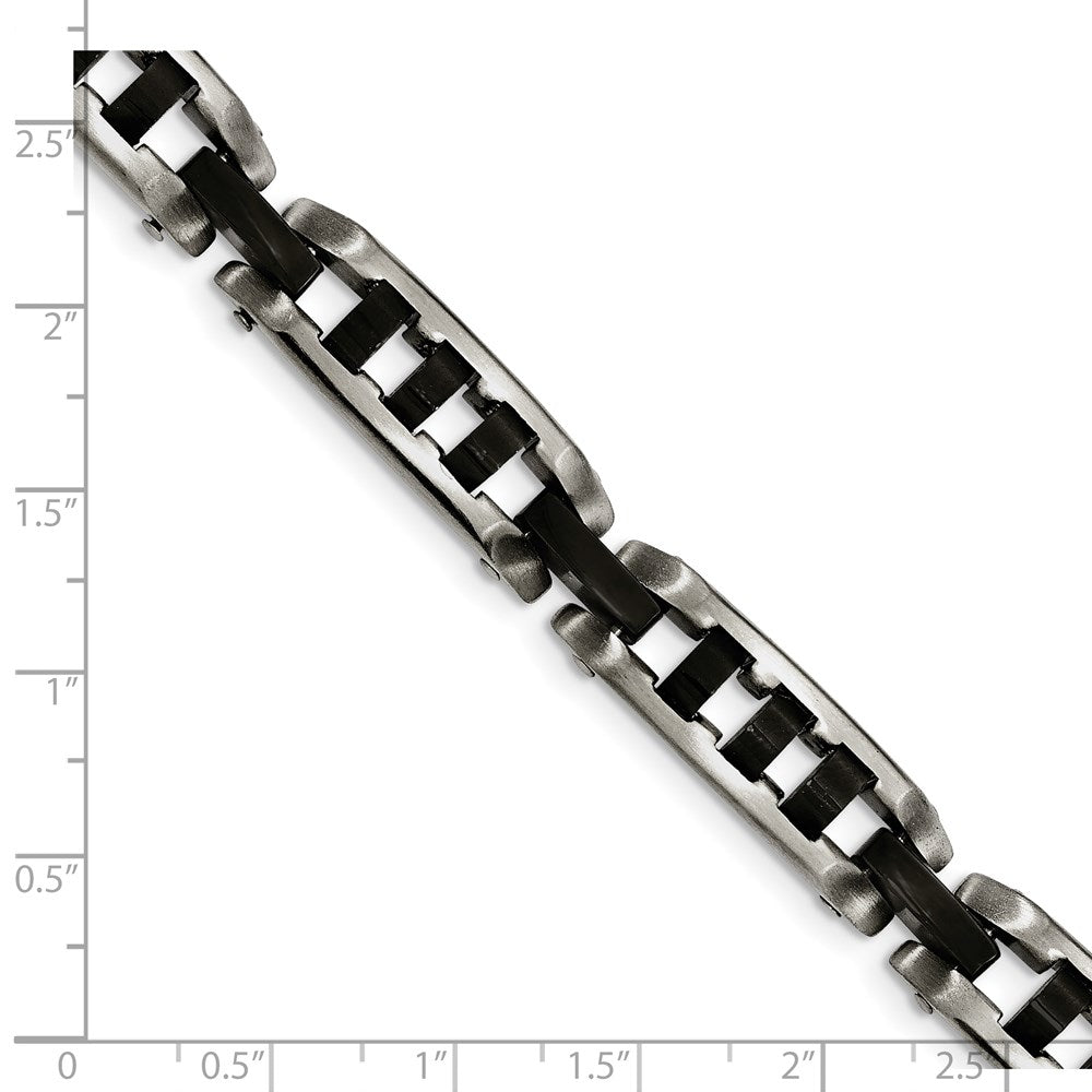 8 Inch Stainless Steel Brushed And Polished Black Ip-Plated 8In Bracelet