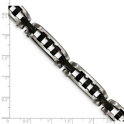 8 Inch Stainless Steel Brushed And Polished Black Ip-Plated 8In Bracelet