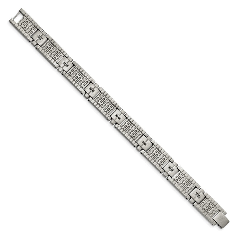 8.25 Inch Stainless Steel Antiqued And Brushed With Cz 8.25In Bracelet