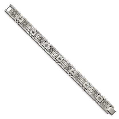 8.25 Inch Stainless Steel Antiqued And Brushed With Cz 8.25In Bracelet