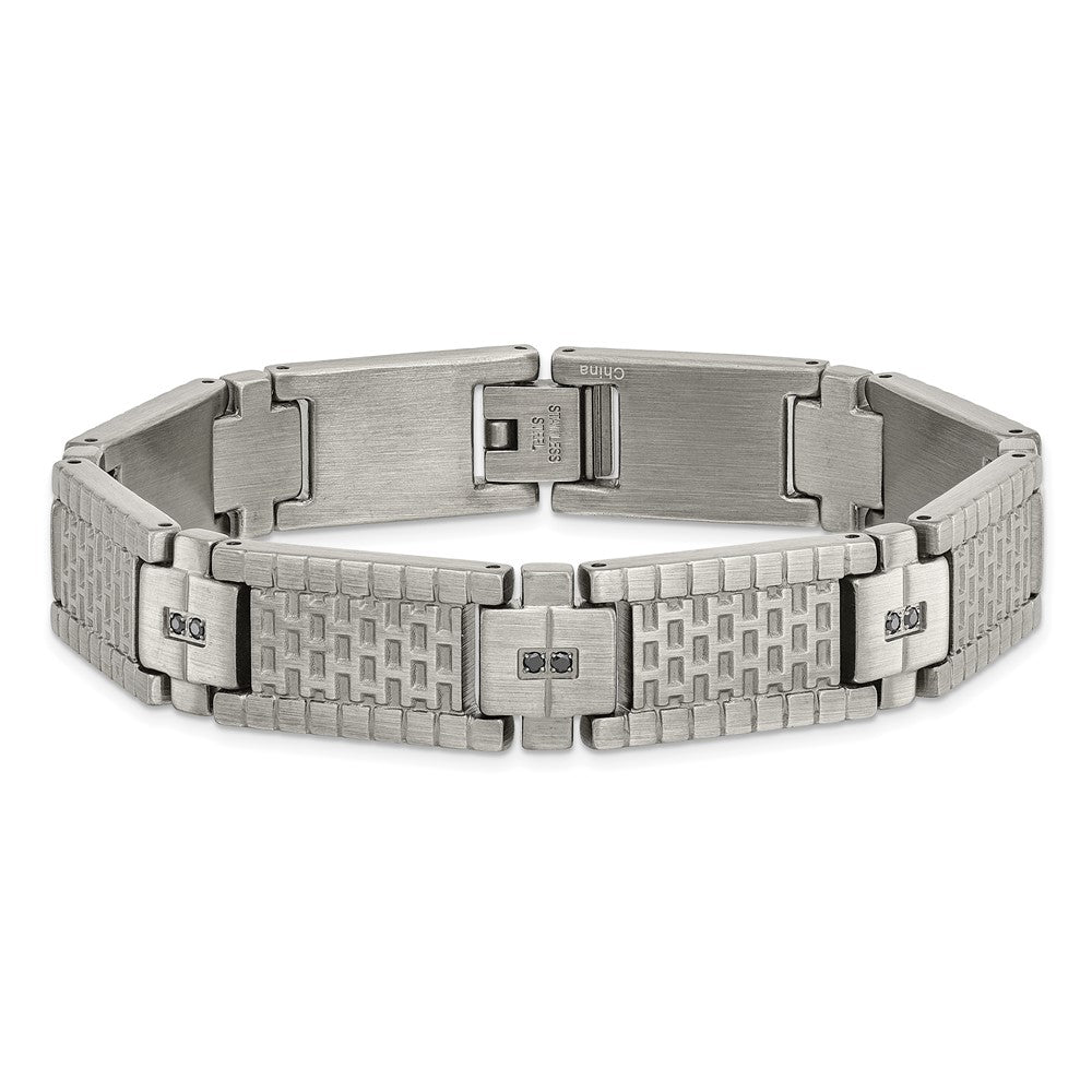 8.25 Inch Stainless Steel Antiqued And Brushed With Cz 8.25In Bracelet