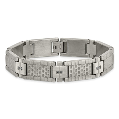8.25 Inch Stainless Steel Antiqued And Brushed With Cz 8.25In Bracelet
