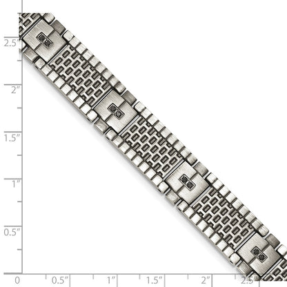 8.25 Inch Stainless Steel Antiqued And Brushed With Cz 8.25In Bracelet