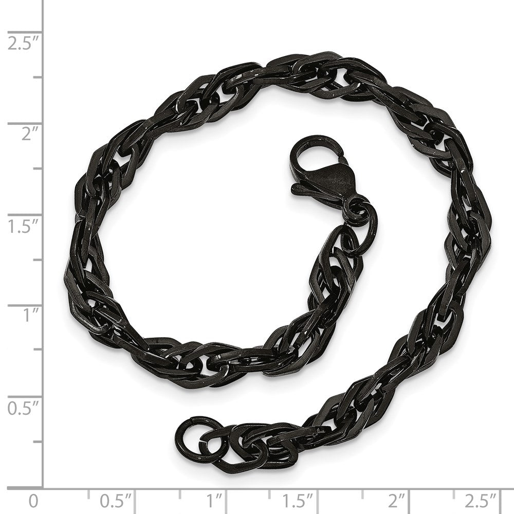 Stainless Steel Chisel Polished Black Ip-Plated 9 Inch Bracelet