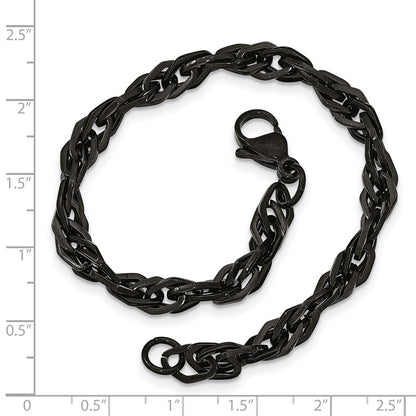 Stainless Steel Chisel Polished Black Ip-Plated 9 Inch Bracelet