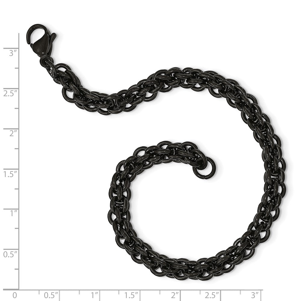 Stainless Steel Chisel Polished Black Ip-Plated 9 Inch Bracelet