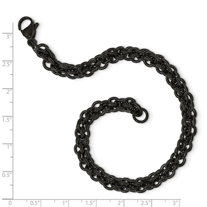 Stainless Steel Chisel Polished Black Ip-Plated 9 Inch Bracelet