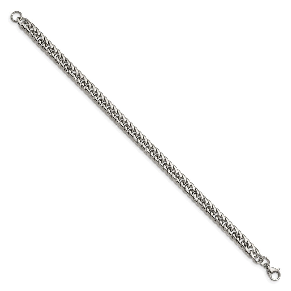 Stainless Steel Chisel Polished Double Curb Chain Bracelet