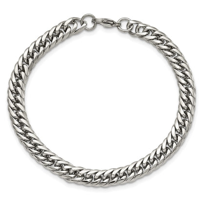 Stainless Steel Chisel Polished Double Curb Chain Bracelet