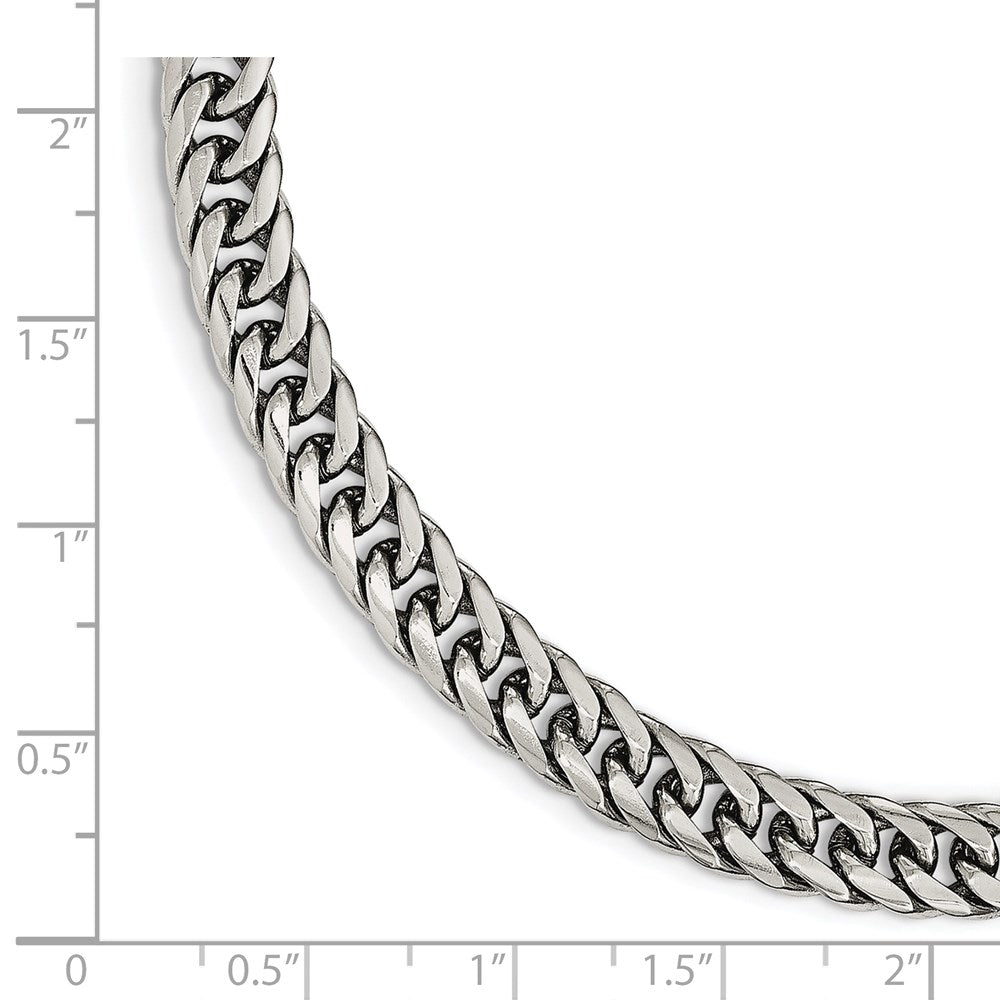 Stainless Steel Chisel Polished Double Curb Chain Bracelet