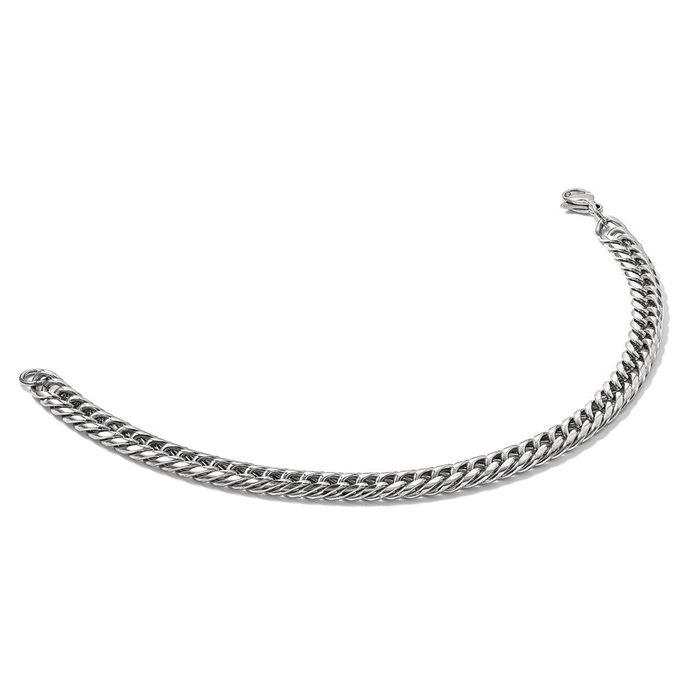 Stainless Steel Chisel Polished Double Curb Chain Bracelet