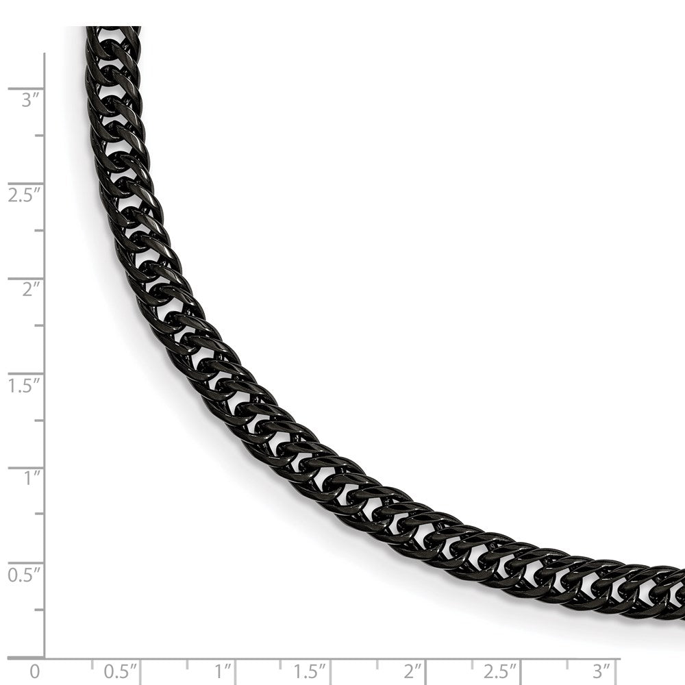 Stainless Steel Chisel Polished Black Ip-Plated 9 Inch Curb Chain Bracelet