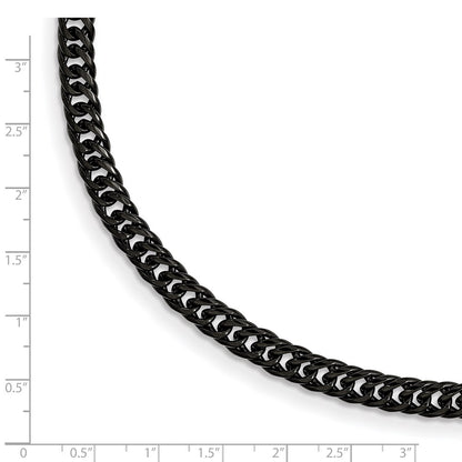 Stainless Steel Chisel Polished Black Ip-Plated 9 Inch Curb Chain Bracelet