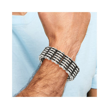 Stainless Steel Chisel Polished With Black Rubber 8.5 Inch Bracelet