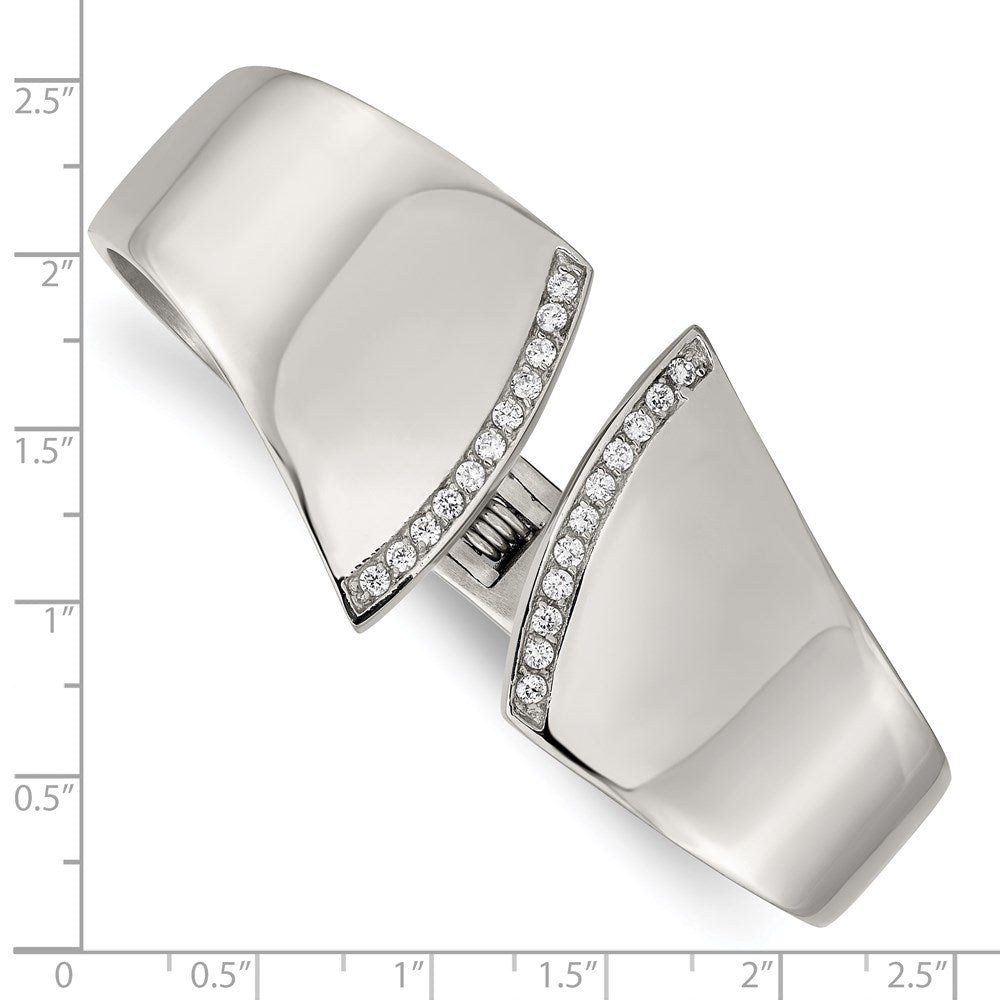 Stainless Steel Polished With Cz Hinged Bangle