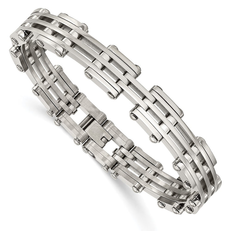 Stainless Steel Chisel Polished 7.75 Inch Link Bracelet