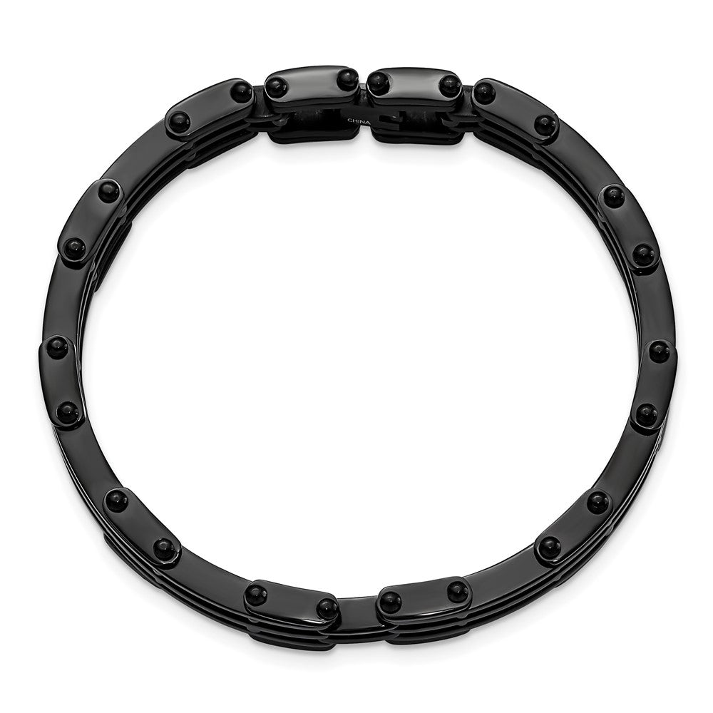 8.5 Inch Stainless Steel Polished Black Ip-Plated Bracelet