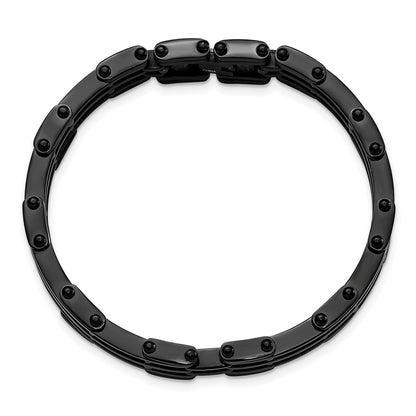 8.5 Inch Stainless Steel Polished Black Ip-Plated Bracelet
