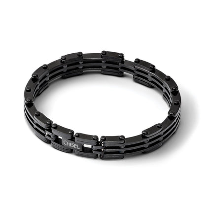 8.5 Inch Stainless Steel Polished Black Ip-Plated Bracelet