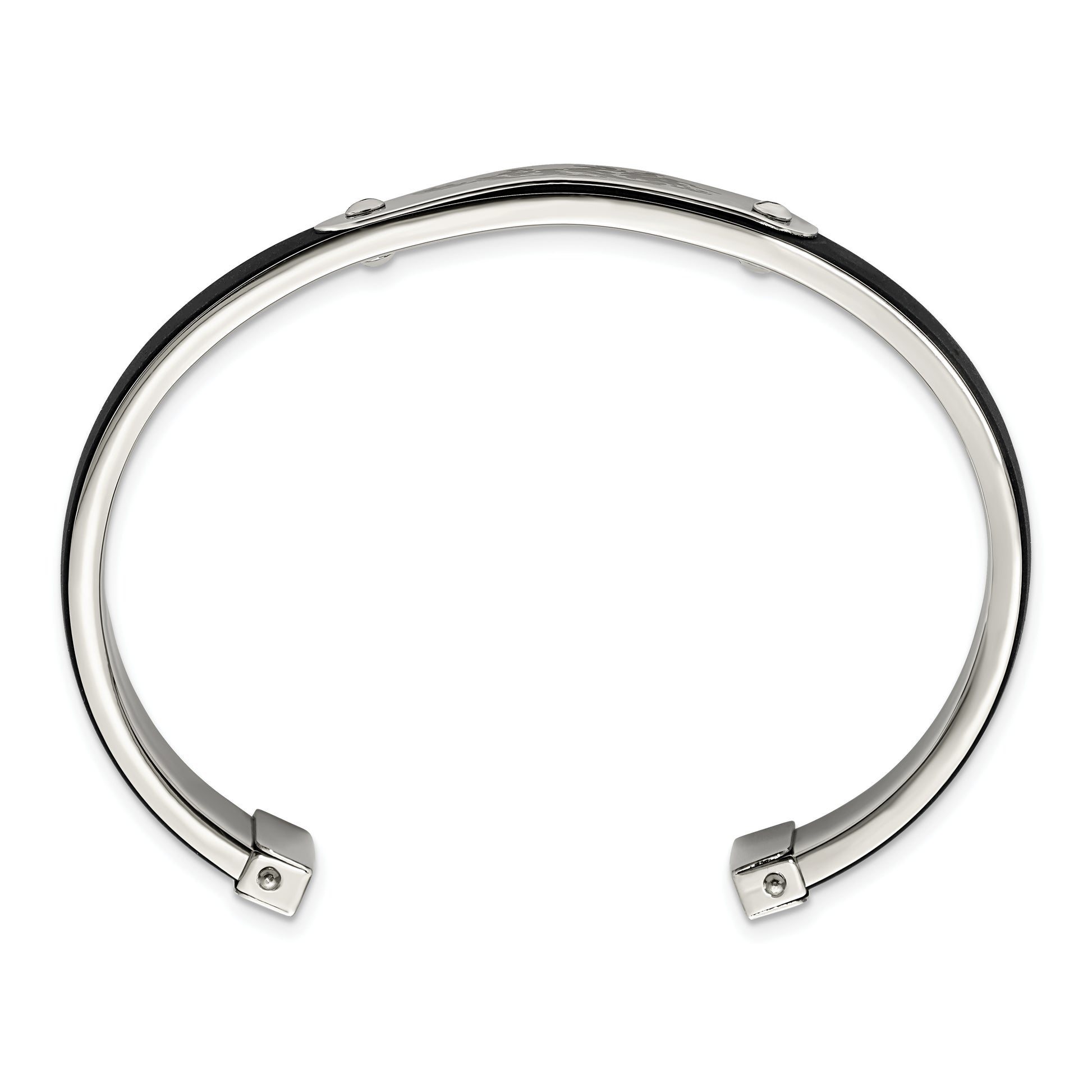 Stainless Steel Polished W/Black Rubber Laser Etched Dragon Bangle