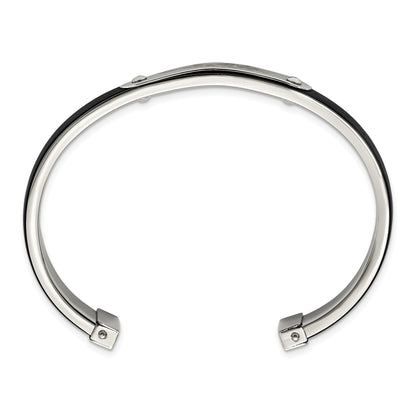 Stainless Steel Polished W/Black Rubber Laser Etched Dragon Bangle