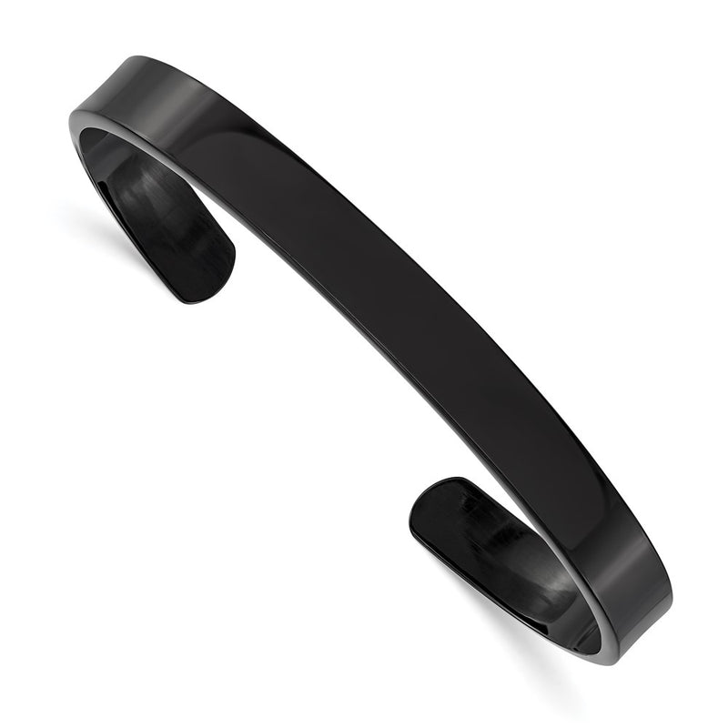 Stainless Steel Chisel Polished Black Ip-Plated 9mm Cuff Bangle