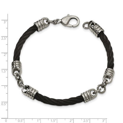 Stainless Steel Chisel Polished Black Ip-Plated Cable 9 Inch Bracelet