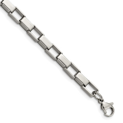Stainless Steel Chisel Polished 8 Inch Square Link Bracelet