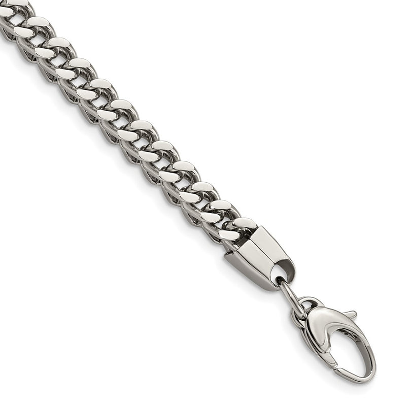 Stainless Steel Chisel Polished Franco Link Chain Anklet