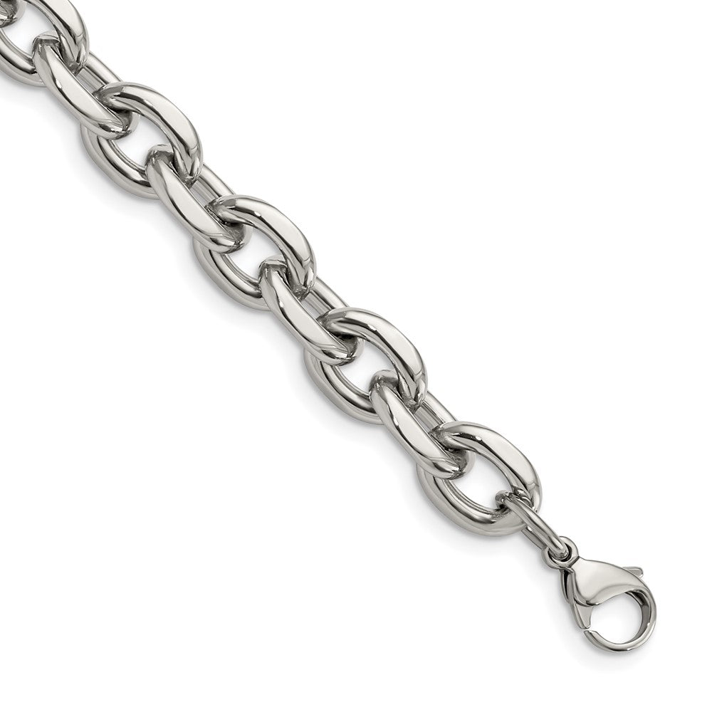 Stainless Steel Chisel Polished 9 Inch Cable Link Bracelet