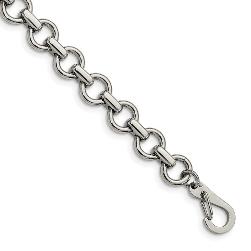 Stainless Steel Chisel Polished 8.25 Inch Circle Link Bracelet