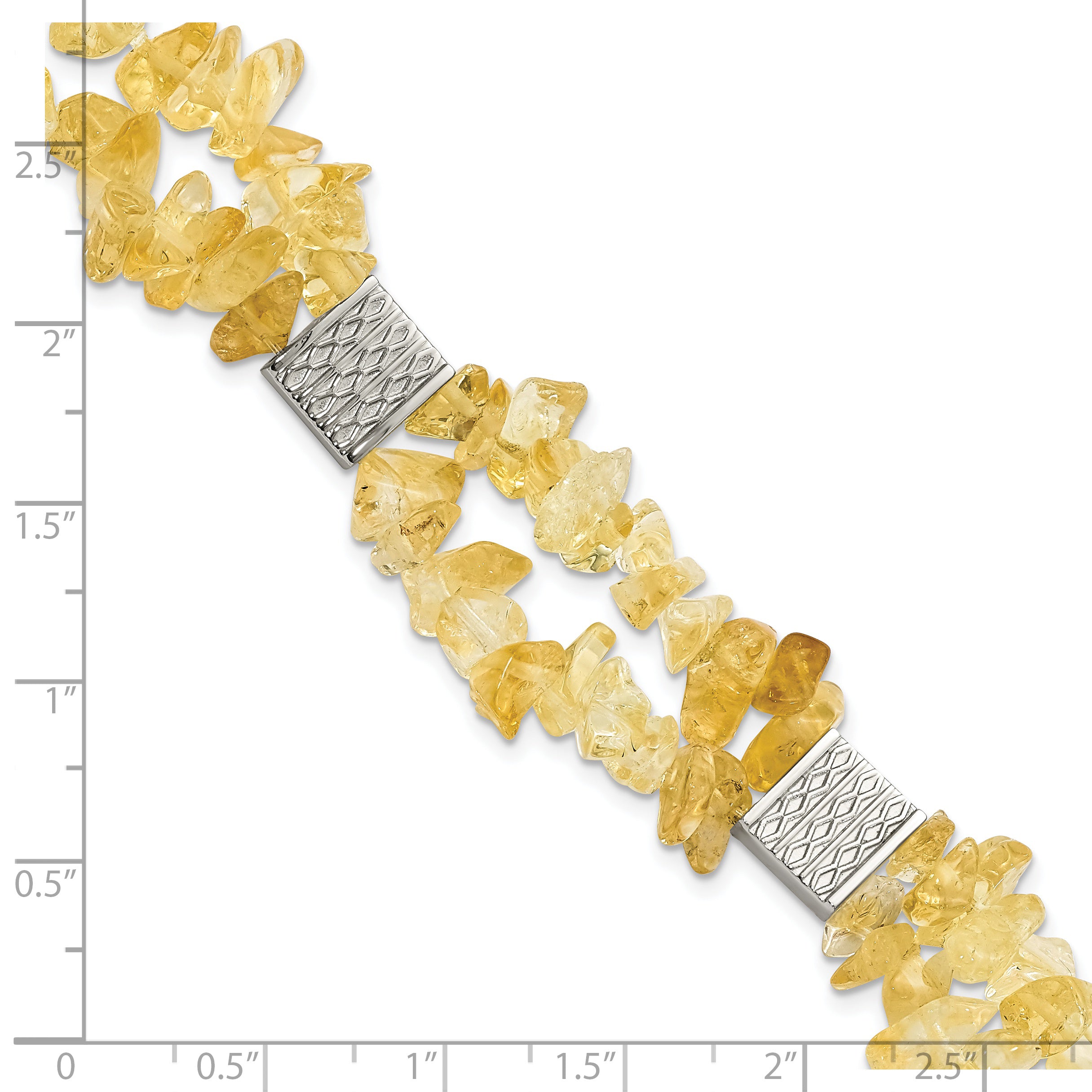 Stainless Steel Citrine Chip Station W/ 1In Ext. Bracelet